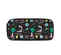 Kuiaobaty Science Pattern Kids Pencil Pouch Children, Black Big Capacity Stationary Bag School Pencil Case for Teenager Gift for Science Fan