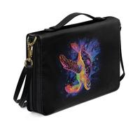 Kuiaobaty Sea Turtle Bible Case Large Leather Book Bag with Zip, Watercolor Splash Turtles Faux Leather Book Case Church Handle Book Bag for Women