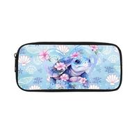 Kuiaobaty Sea Turtle Print Pencil Case for Kids Children Ocean Shell Printed Pencil Pouch, Blue Durable School Office Supplies Storage Bag