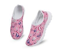 Kuiaobaty Slip One Trainers for Women Gynaecology Pattern Walking Shoes Flag, Pink Comfort Wide Fit Work Sneakers with Memory Foam