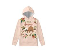 Kuiaobaty Sloth Hoodies for girls 12-14,Animal Flowers School Sweatshirt Beige Long Sleeve Casual Hooded Pullover Girl Fall Cloth