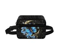 Kuiaobaty Small Fanny Pack for Kids Waist Bag for Girls Belt Bag Cute Sling Bag, Blue Butterfly, Waist-packs