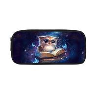 Kuiaobaty Smart Owl Print Pencil Case for Girls Kids School Stationary Bag, Starry Butterfly Owl Bird Pencil Pouch Zipper Pen Pouch