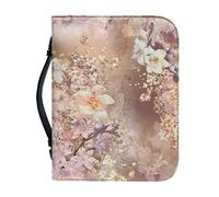 Kuiaobaty Spring Floral Bible Carrying Case PU Leather, White Lily Flower Zipper Book Cover for Novel,Notebook with Pen Holder