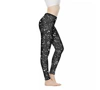 Kuiaobaty Stars Moons Leggings for Women Black Yoga Pants Butter Soft Tights Galaxy Starry Casual Sports Running Workout Pants