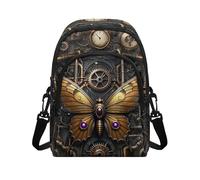 Kuiaobaty Steampunk Butterfly Cross Body Bag for Women Multi Pocket Messenger Bag, Vintage Steam Punk Art Card Slots Purse for Travel Daily Use