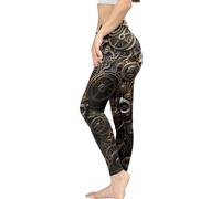 Kuiaobaty Steampunk Gears Womens Yoga Pants Workout Scrunch Activewear Leggings, Victorian Mechanical Art High Waist Stretch Fitness Trousers, 36"