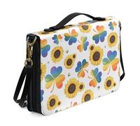 Kuiaobaty Sunflower Clover Pattern Church Bible Bag for Women Shoulder Strap, St. Patrick's Day Bible Covers Bible Holder Gifts for Church Religious