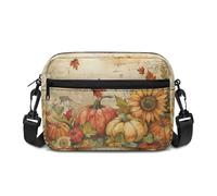 Kuiaobaty Sunflower Pumpkin Crossbody Bag for Women Multiple Pockets Vintage Fall Sunflowers Painting Camera Cross Body Bag for Lady Shopping Daily Use