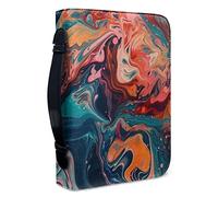 Kuiaobaty Teal Orange Portable Book Cover with Handle, Mens Church Bible Case for Storage, Book Cover Zipper and Inside Pockets