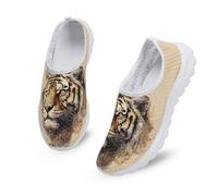 Kuiaobaty Tiger Painting Low Top Waking Trainers Women Slip On Shoes, Watercolor Animal Tiger Gym Sneakers for Jogging Casual