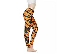 Kuiaobaty Tiger Print Women Summer Stretch Bottoms Animal Texture Skinny Cropped Pants Black Stripes Fashion Casual Leggings Orange
