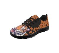 Kuiaobaty Tiger Print Womens Sport Shoes Sneakers Lightweight Tennis Shoes, Roaring Tigers Fashion Athletic Breathable Mesh Walking Shoes