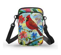 Kuiaobaty Tree Bird Print Crossbody Phone Bag for Women North American Cardinals Birds Shoulder Bags, Mini Messenger Purses, Adjustable Strap