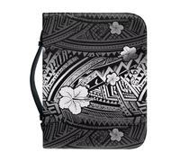 Kuiaobaty Tribal Stripe Print Bible Case Organizer,Hawaii Hibiscus Floral Carrying Book Case Church Bag Ethnic Bible Protective with Inside Pocket