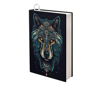 Kuiaobaty Tribal Wolf Print Book Sleeve Covers for Novel, Animal Pattern Fabric Book Protector for Notebook Size 11 Inch X 8.7 Inch