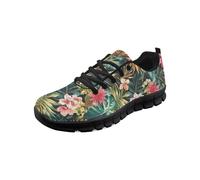 Kuiaobaty Tropical Floral Womens Fashion Casual Sneakers Lightweight Trainers, Flower Palm Leaves Running Shoes Memory Foam Lightweight Trainers