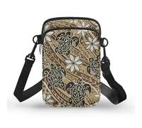 Kuiaobaty Turtle Floral Crossbody Purses for Women Cellphone Credit Card Wallet, Hawaii Tribal Sea Turtles Small Sing Bag with Shoulder Strap