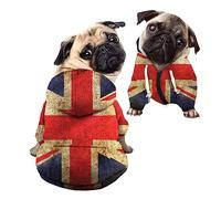 Kuiaobaty Union Jack Flag Print Dog Hoodie Pet Sweatshirt Stretchy Dogs Jumpers for Small Medium,Personalized Pet Puppy Hoodie Coat