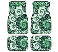 Kuiaobaty Universal Heavy Duty Rubber Car Mats, Green Fractal Art Car Floor Pad 4pcs Full Set with Front and Rear Rubber Backing