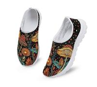 Kuiaobaty Vintage Mushroom Painting Women Slip On Sneakers Sports Shoes Colorful Magical Mushrooms Breathable Walking Shoes Memory Foam