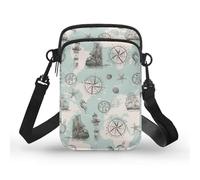 Kuiaobaty Vintage Ship Print Small Crossbody Bags for Women Cell Phone Holder, Ocean Adventure Painting Cross Body Purses Zipper Sling Bags