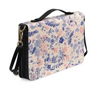 Kuiaobaty Watercolor Floral Pattern Bible Case Faux Leather Bible Carrying Holder,Colorful Flower Painting Church Bag Bible Covers with Shoulder Strap