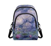 Kuiaobaty Waterlily Painting Cross Body Bag for Women Multi Pocket Claude Monet Art Messenger Bag Card Slots Purse for Hiking Travel Shopping Daily Use