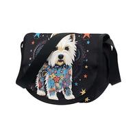 Kuiaobaty White Westie Dog Women Shoulder Bag Crossbody Bag Novelty Paint Dog Stars Crescent Bags Simple Messenger Bag Dumpling Bag