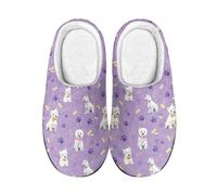 Kuiaobaty White Westie Women's Indoor/Outdoor Scuff Slipper Cartoon Puppy West Highland White Terrier Memory Foam Fleece Slippers Shoes for Home