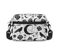 Kuiaobaty Witch Raven Crossbody Bags for Women Gothic Crow Roses Moons Camera Cross Body Bag for Ladies, White Cellphone Small Shoulder Purses