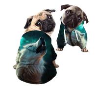 Kuiaobaty Wolf Print Basic Dog Hoodie Galaxy Zipper Pet Sweatshirt Hooded Pullover, Wolves Pattern Dog Jumpers Sweaters Dog Apparel Clothes - M
