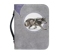 Kuiaobaty Wolf Print Leather Book Covers PU Leather Bible Protective Bags, Animal Printed Handle Book Case Bookish Gift for Women, Mens,XL