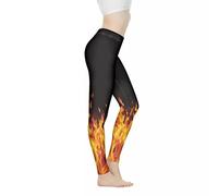 Kuiaobaty Women Cartoon Flame Pattern High Waist Push Up Leggings Orange Fluid Flame Stretch Gym Workout Running Tights Tummy Control Yoga Pants - 3XL
