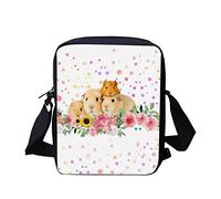 Kuiaobaty Women Crossbody Bag Guinea Pig Small Messenger Bag Cute Hamster Mobile Phone Bag for Ladies Flowers Small Satchel Mini Bag Polka Dots White