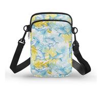 Kuiaobaty Women Crossbody Phone Bag Sea Sharks Shoulder Bags, Shark Palm Leaves Crossbody Phone Purse with Adjustable Shoulder Strap
