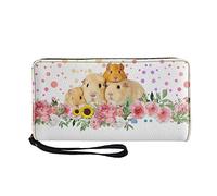 Kuiaobaty Women Long Leather Wallet Cute Guinea Pig Girl Coin Purse Card Holder with 4 Card Slot Wristlet Clutch Bag
