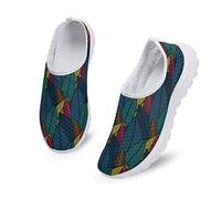 Kuiaobaty Women Slip on Trainers with Memory Foam, Leaf Pattern Mesh Breathable Trainers Casual Summer Shoes Girls Outdoor Road Walking Sneaker Teal