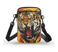 Kuiaobaty Women Tiger Oil Painting Crossbody Phone Bag Fierce Animal Tigers Pattern Small Wallet Purses with Adjustable Long Shoulder Strap