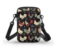 Kuiaobaty Women Watercolor Rooster Print Crossbody Phone Bag Watercolor Chicken Small Wallet Purses with Adjustable Long Shoulder Strap