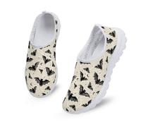Kuiaobaty Women's Bats Moons Slip on Trainers with Memory Foam, Gothic Bat Print Comfort Breathable Walking Shoes Tennis Footwear Trainers