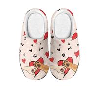 Kuiaobaty Women's Comfy House Slippers Pet Lover Memory Foam Slippers, Hearts Cartoon Dog Paws Cozy Slip on Fuzzy Scuff Shoes