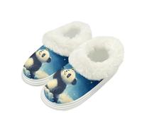 Kuiaobaty Women's Comfy Panda Slippers Fluffy Collar Memory Foam, Cartoon Panda Bear Bedroom Slippers Clog Soft Comfy Non Slip Home Shoes