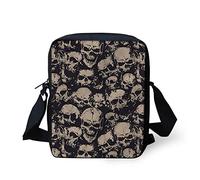 Kuiaobaty Women's Messenger Bag Skull Organizer Work Bag Gothic Skulls Cross Body Mini Handbags for Carrying Card Cellphone Black Shoulder Bag