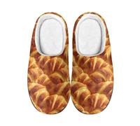 Kuiaobaty Women's Scuff Slippers Novelty Bread Print Slip-on Indoor House Shoes, Foods Pattern Memory Foam Winter Slippers with Fleece Lining