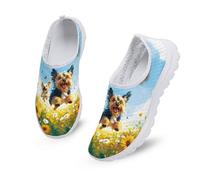 Kuiaobaty Womens Slip on Trainers Painting Yorkshire Dogs Ladies Slip-On Walking Shoes Training Sneakers with Memory Foam Lightweight