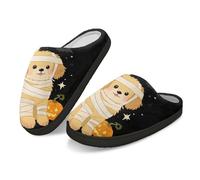 Kuiaobaty Women's Slippers Halloween Mummy Dog Ladies Cozy Warm Slipper, Cartoon Puppy Gold Retriever Slip on Comfy House Shoes