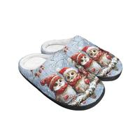 Kuiaobaty Xmas Owls Print Womens Scuff Slipper Memory Foam Indoor/Outdoor, Christmas Owl Birds Fleece Slippers Shoes for Home, Christmas Gifts
