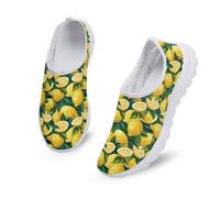 Kuiaobaty Yellow Lemons Walking Sneakers Shoes for Women Vintage Painting Lemon Print Casual Slip On Trainers Casual Comfy Work Shoes