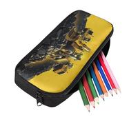 Kuiaobaty Yellow Mining Trucks Pencil Case for Boys, Large Capacity School Supplies Storage Bag with Durable Zipper Pencil Pouch